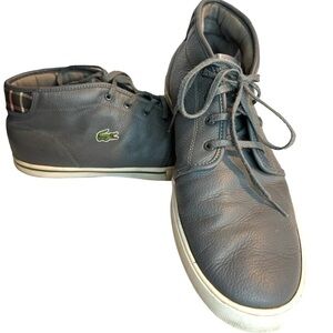 LACOSTE SNEAKERS AMPTHILL LEATHER MID ANKLE CHUKKA SHOES GRAY 13